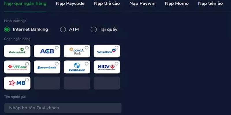 Hướng dẫn 4 cách nạp tiền Locla88 nhanh chóng, chi tiết 5 Nạp tiền Locla88 qua ngân hàng